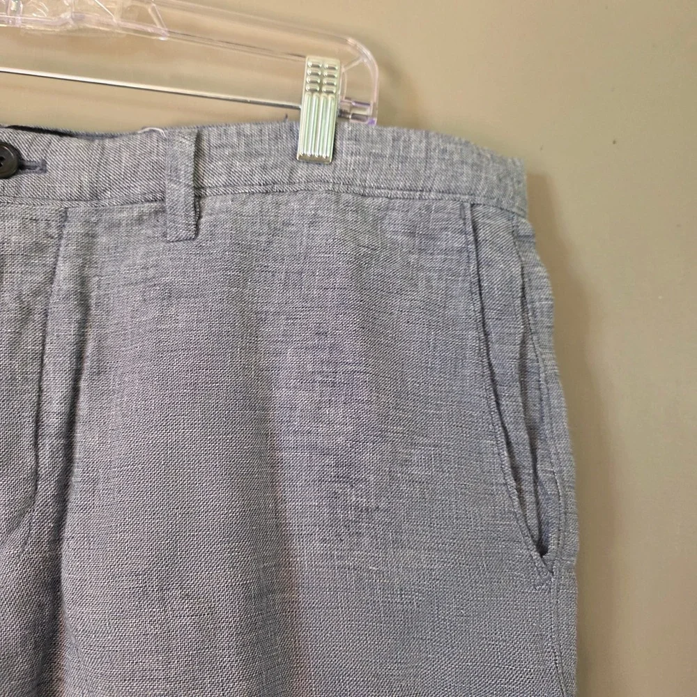 Banana Republic Mens Linen Aiden Shorts Size 38 Blue Cotton Blend Coastal